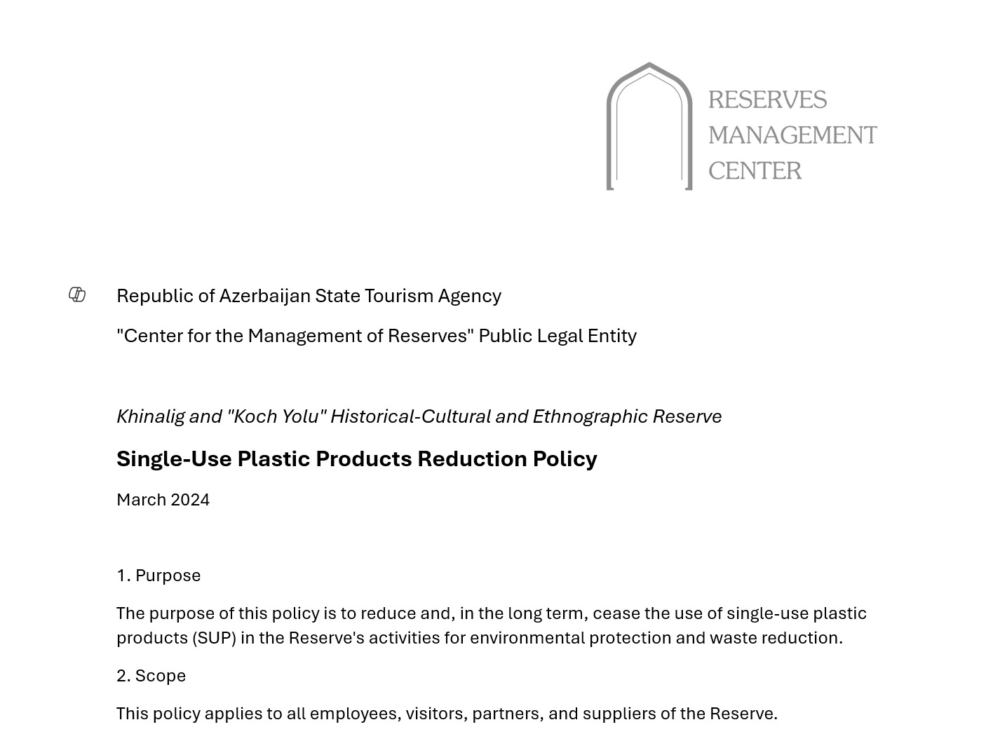Single-use Plastic Policy cover