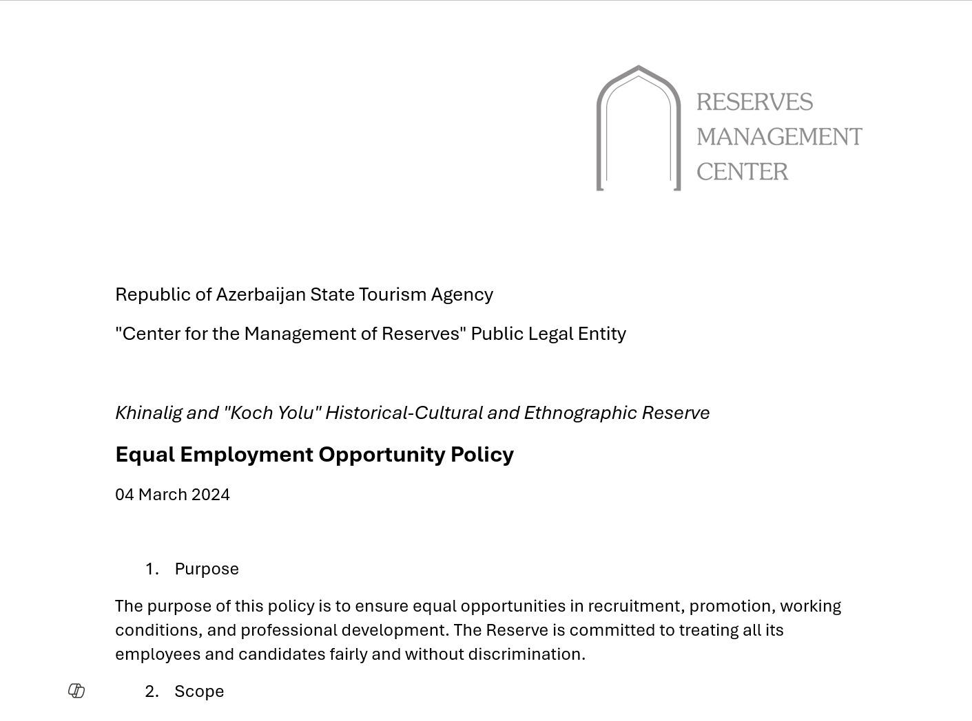 Equal Employment Policy cover